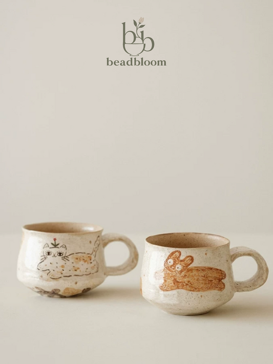 Cat & Rabbit Latte Art Healing Cup