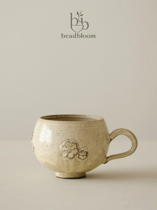 Floral Relief Handmade Egg-Shaped Cup