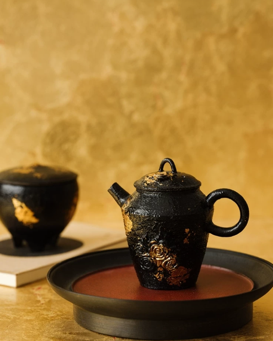 Urushi Lacquer Rose Gold Leaf Teapot