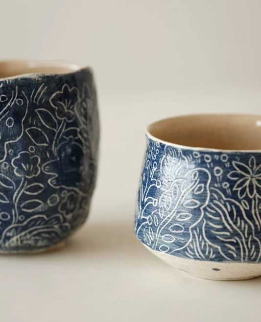 Blue Retro Glaze Morning Coffee & Breakfast Cup