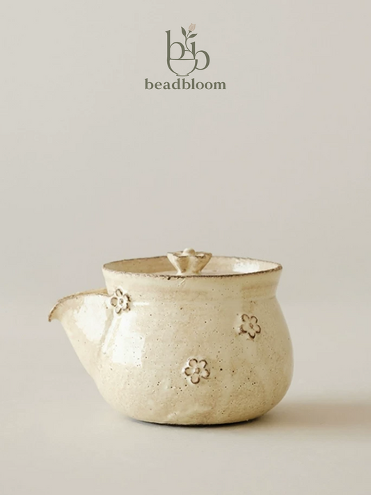 Wabi Flower Petal Bloom Stoneware Teapot