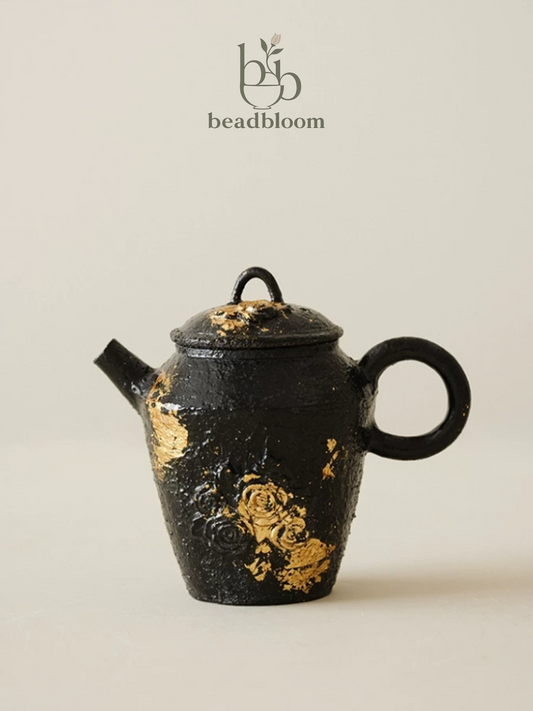 Urushi Lacquer Rose Gold Leaf Teapot