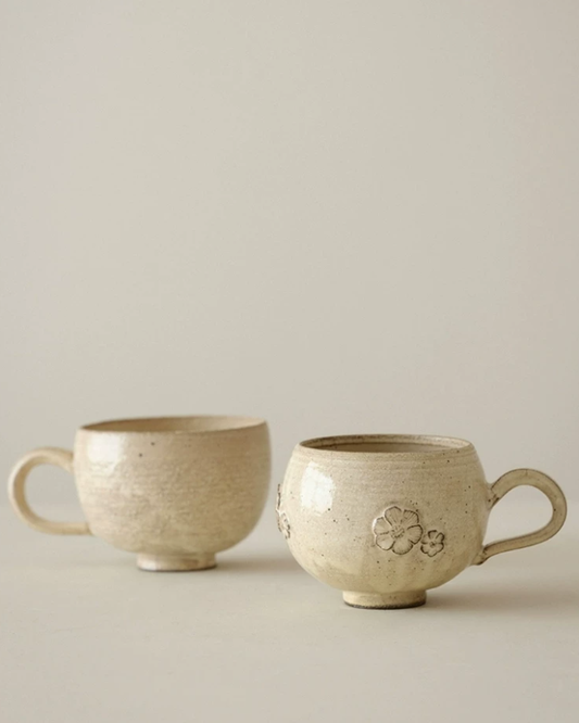 Floral Relief Handmade Egg-Shaped Cup